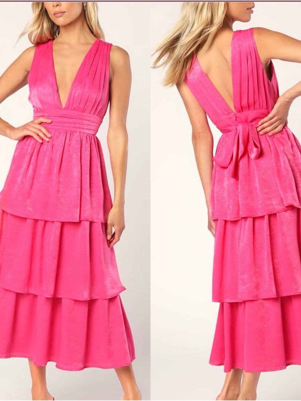 Lulus hot pink layered dress- NWT 🩷